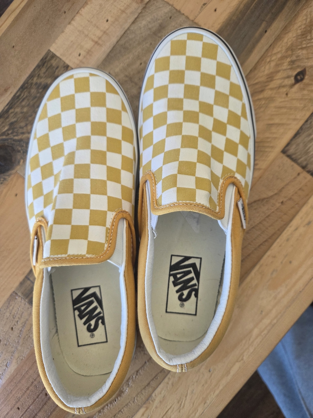 Vans Classic Slip-On Checkerboard Shoes - Yellow/White Womens 7.5 *See Callout